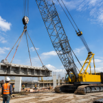 Crawler crane performing a heavy lift on a construction site
